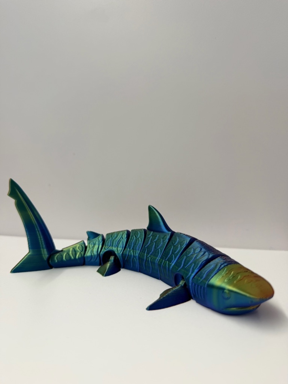 Green-Blue Shark 3D Printed Fidget Toy
